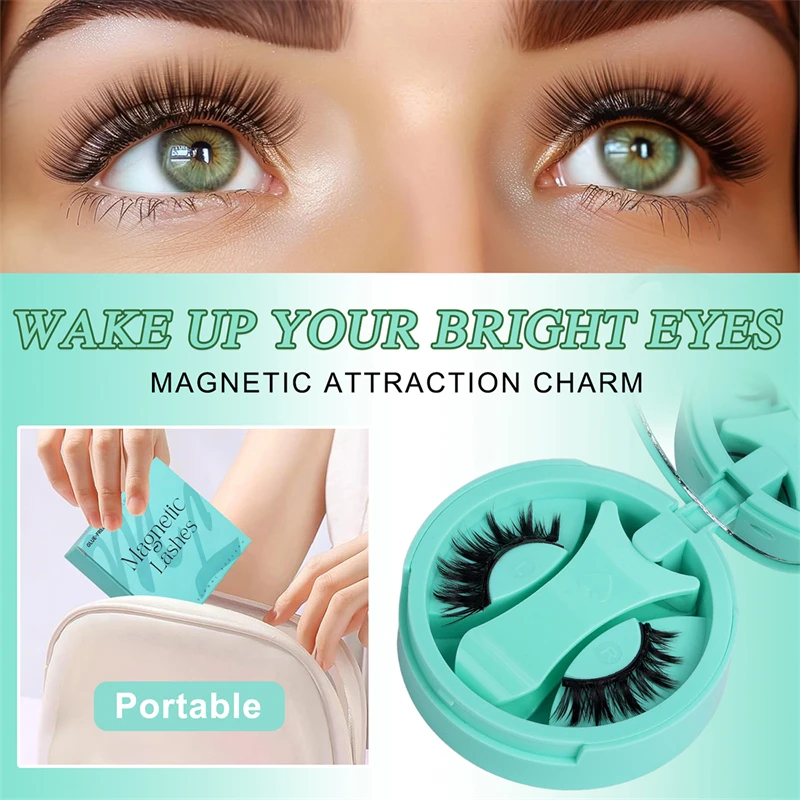 1 paio di ciglia finte magnetiche spesse voluminose 3D fatte a mano in fibra sintetica di lana dura transfrontaliera