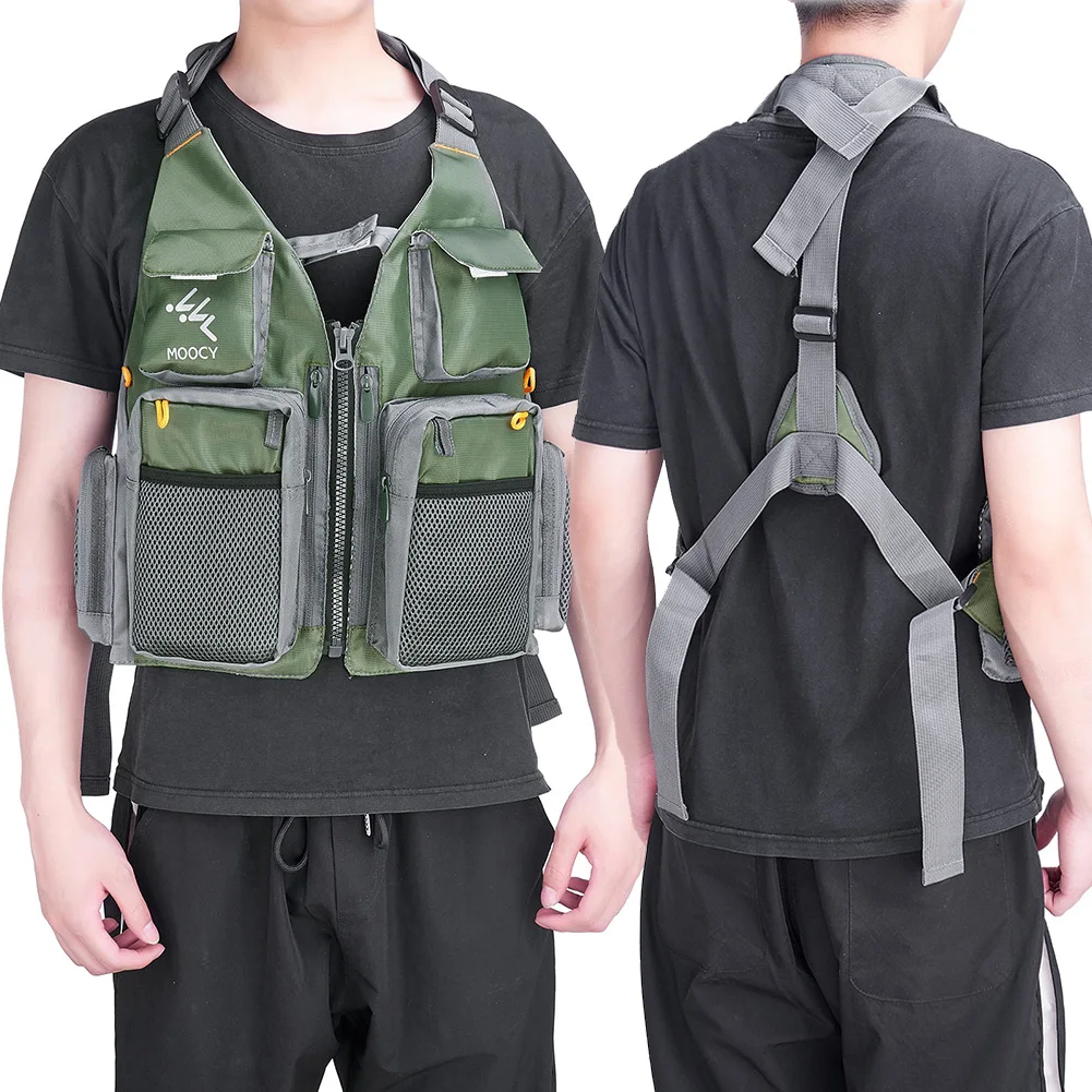 سترة صيد مريحة متعددة الجيوب من قماش أكسفورد سترة صيد مقاومة للتآكل سترة صيد بحرية قابلة للتعديل للبالغين والمراهقين