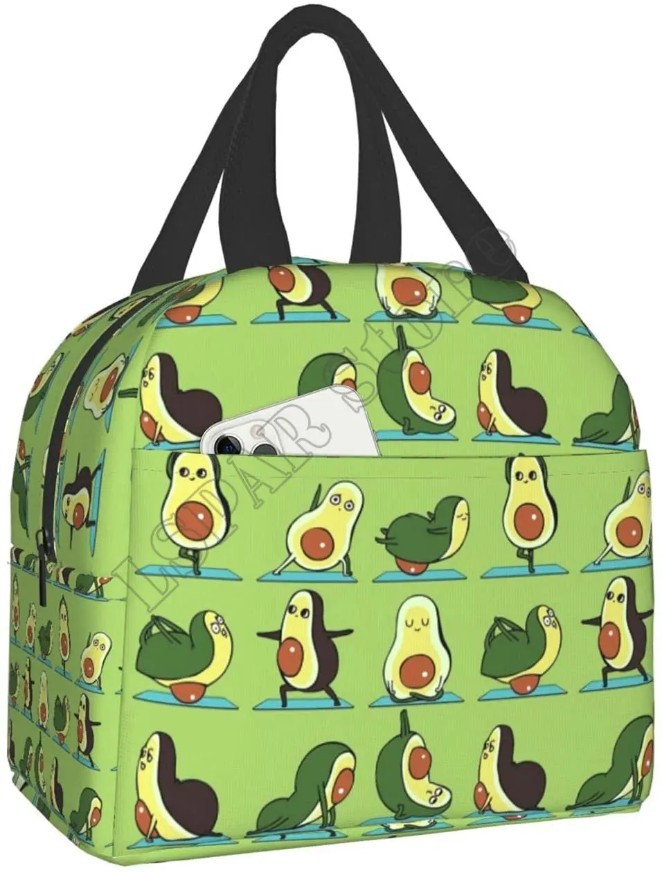 

Avocado Yoga Lunch Box Insulated Lunch Boxes Waterproof Lunch Bag Reusable Lunch Tote With Front Pocket For Beach Office Picnic