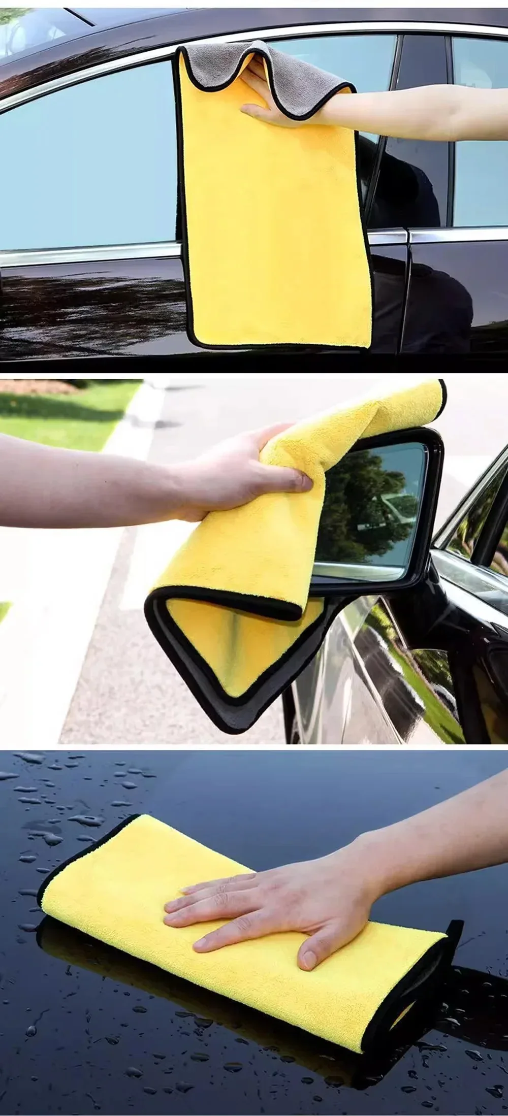 Auto-Waschtücher Reinigungstuch Saugfähiges Trockentuch Allzweck-Mikrofasertuch Verstärktes Gelbes 30/40/60cm – Detail 3
