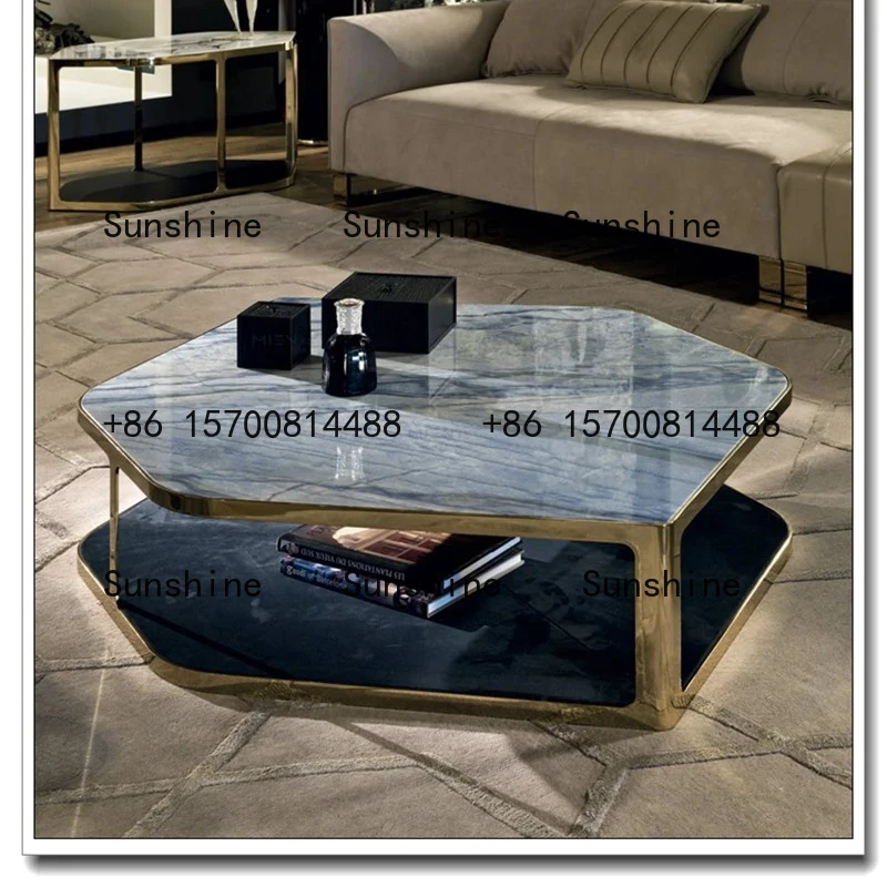 

Italian light luxury double-layer marble coffee table