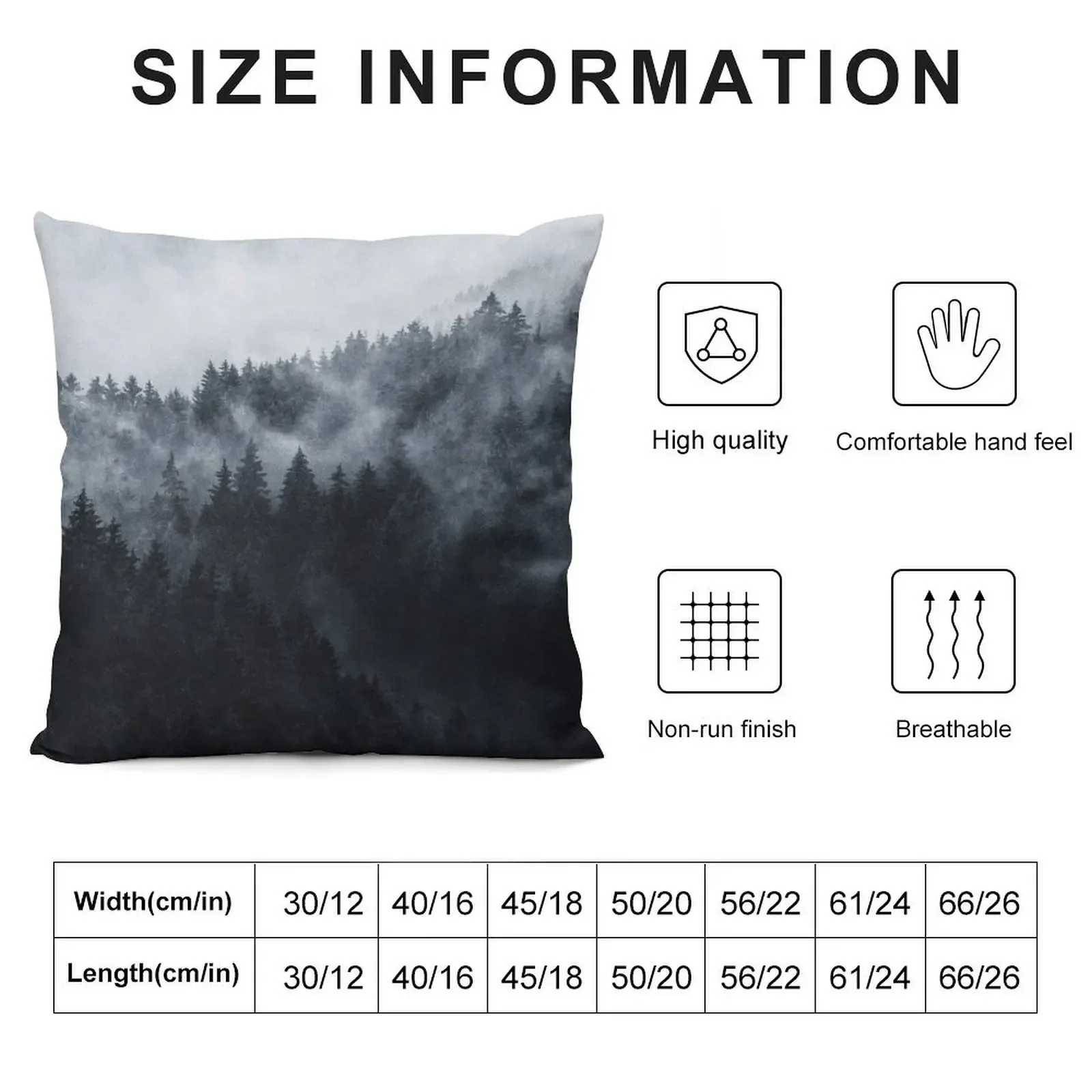 Excuse Me, I'm Lost // A New Error In A Misty Wilderness Fairytale Forest With Cascadia Trees Covered In Dark Blue Throw Pillow