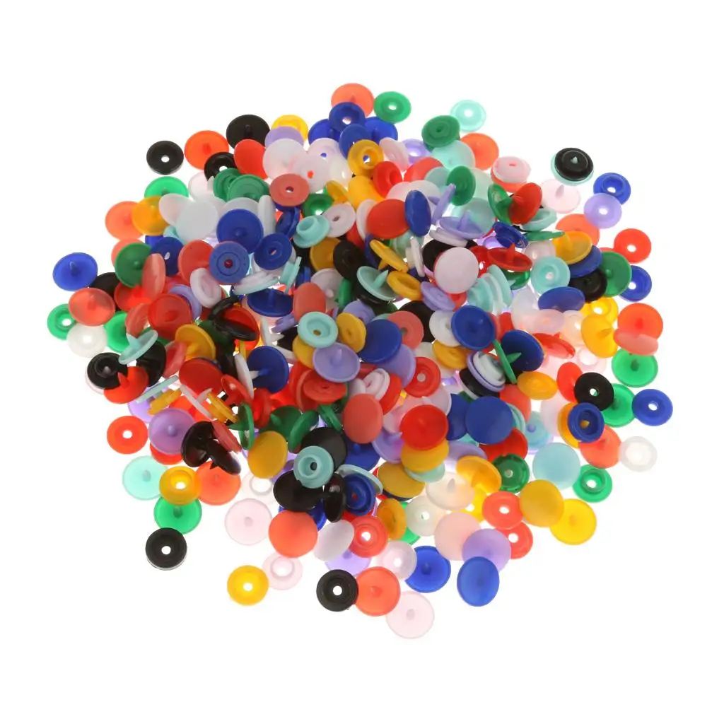 Resin Snap Button Kit Multicolor Plastic Poppers Fastener Set for Sewing Handmade Baby Bibs and Craft Projects