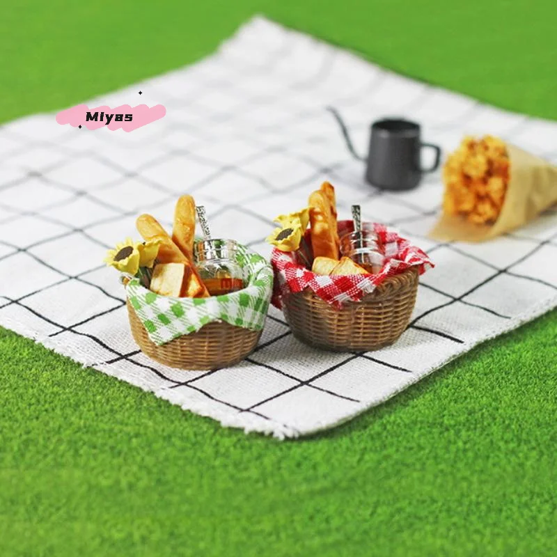【M】1 ensemble de jouets alimentaires pour cuisine miniature, mignon, échelle 1/6, modèle de panier de pain au miel DIY pour maison de poupée, accessoires pour poupées