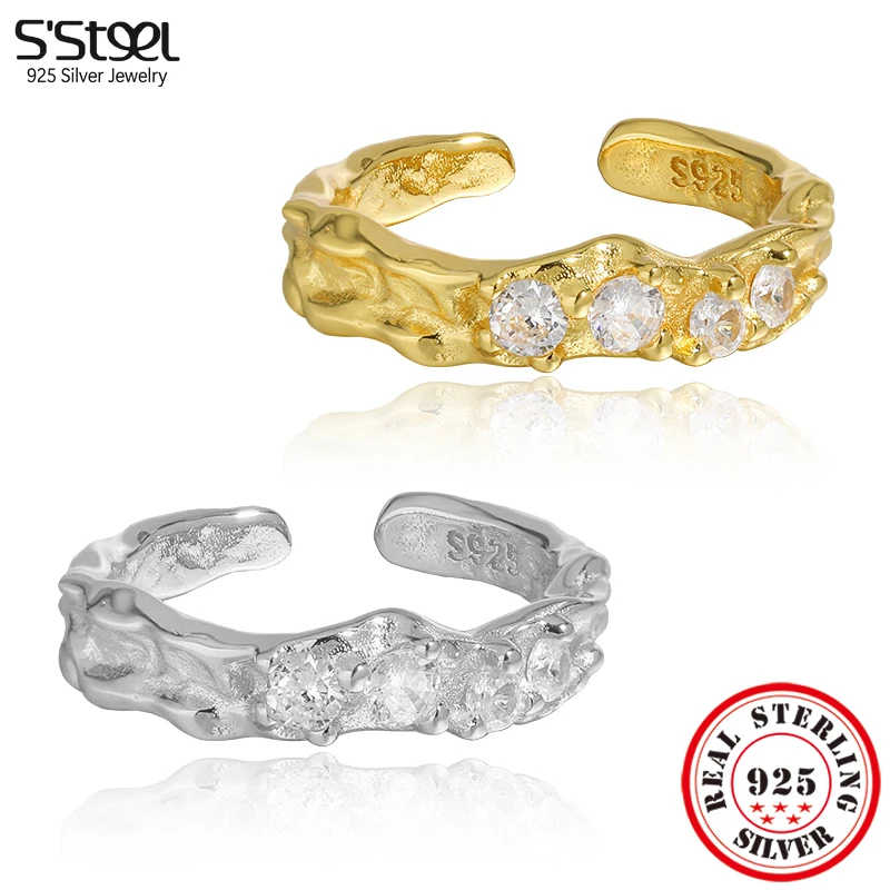 S'STEEL-anillos de plata 925 con circonita Irregular para niñas, joyería gótica Vintage, accesorios de promesa, accesorios de lujo