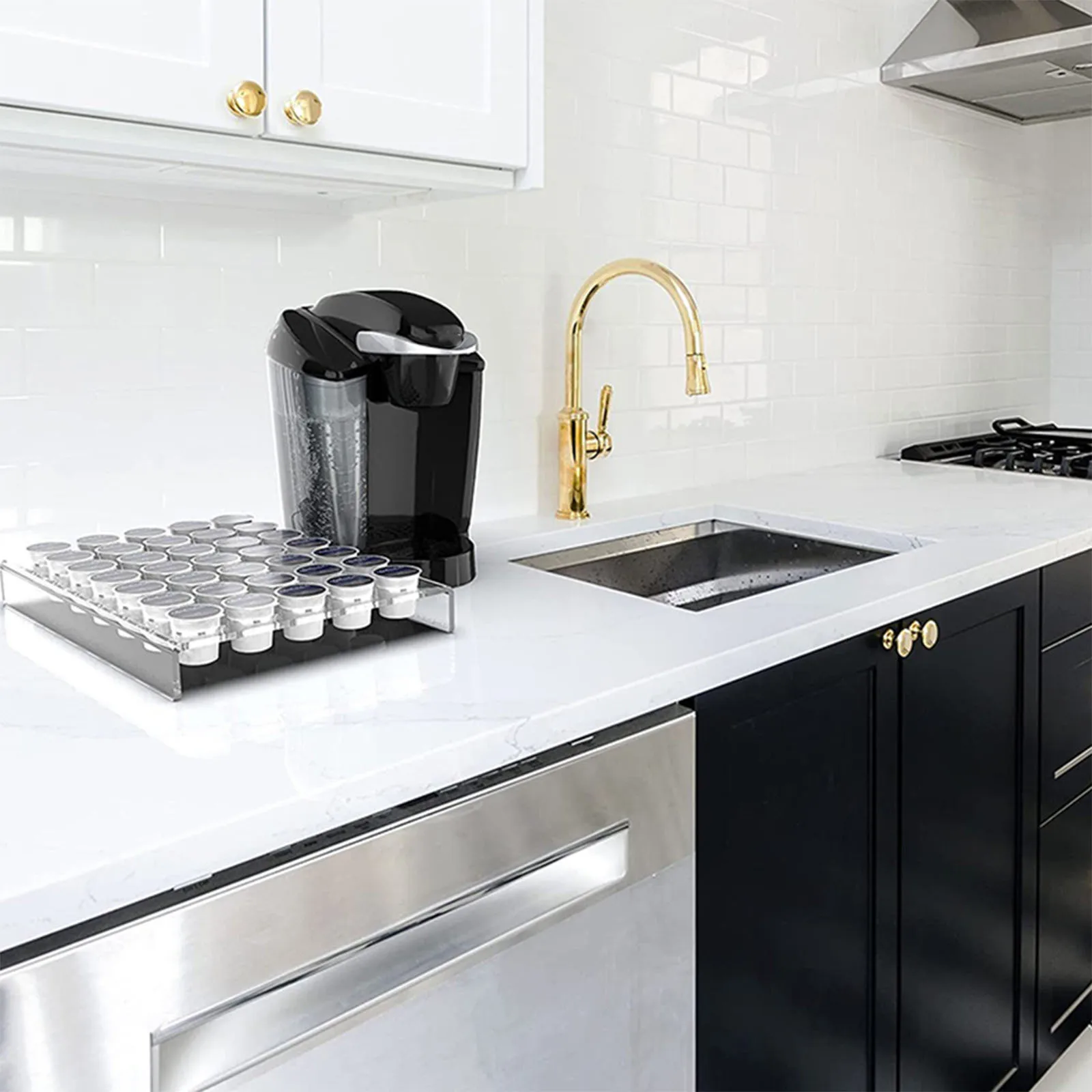 Coffee Capsules Holder Acrylic Transparent Heavy Duty Coffee Pod Rack Display Organizer Storage Shelf for Kitchen Office