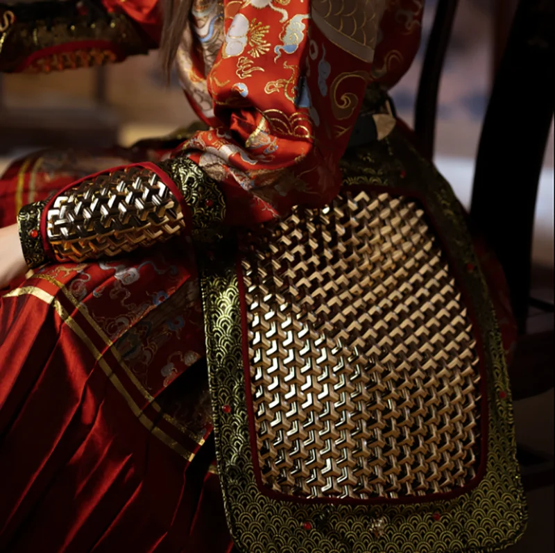 Alte Hanfu Rüstung Rock Stück Männer Frauen Chinesischen Ming Dynastie Cosplay Zubehör Drachenstein Armschützer Rüstung Goldene Silber