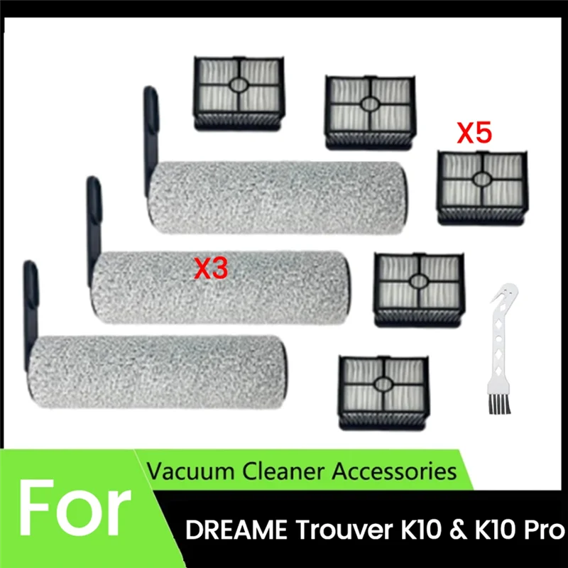 AT28-9PCS щетка-ролик и комплект фильтров для Dreame Trouver K10 и K10 Pro, аксессуары для пылесоса, повышающая эффективность очистки