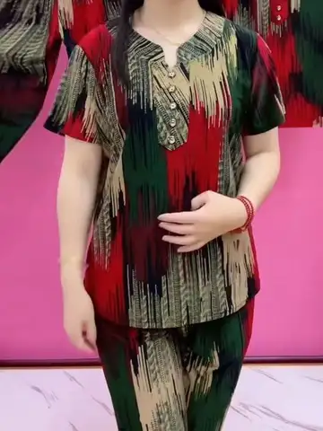 फैयोनेबल समर प्लेड आइस सिल्क स्लिमिंग सेट टॉप और पैंट कैज़ुअल स्पोर्ट्सवियर महिलाओं के लिए प्रीमियम क्वालिटी टू-पीस पहनावा 8 best sales महिलाओं के ट्रैकसूट - №3