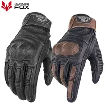Verão retro couro perfurado luvas da motocicleta das mulheres dos homens dedo cheio motocross motociclista luva guantes moto equipamentos M-XXL