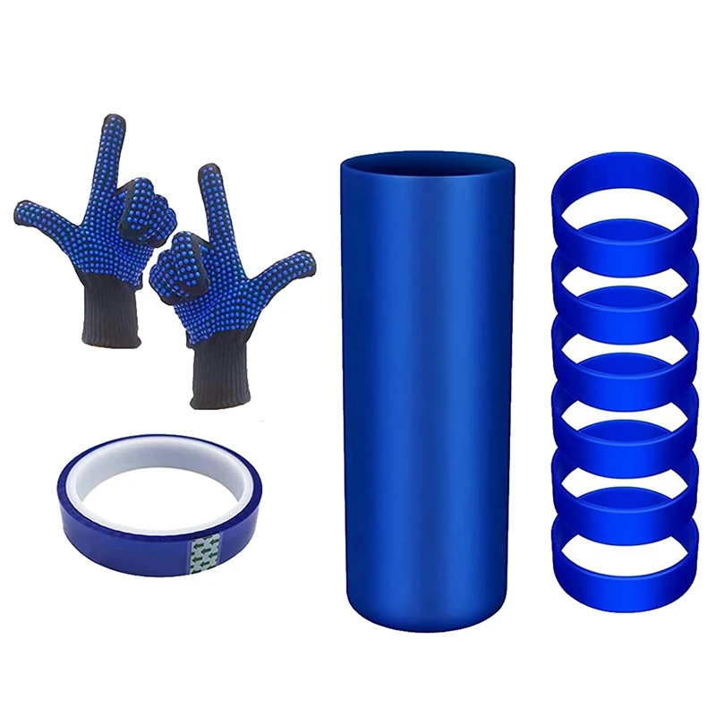 Sublimation Tumblers Silicone Bands Sleeve Kit For 20 Oz Skinny Straight Blanks Cups With Heat Resistant Gloves,Tapes