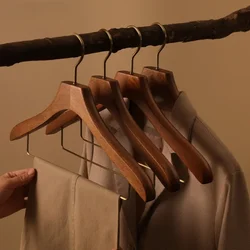 Vintage Wide-Shoulder Wooden Hangers Multi-Functional Solid Wood Hangers for Adult Clothing Non-Slip