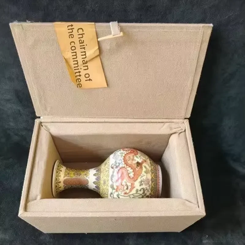 Vintage Dragon Phoenix Porcelain Vase Classical Chinese Handicraft Home Living Room Decor Antique Style Ceramic Bottle