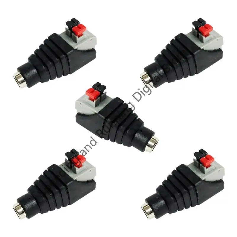 5pcs 5.5x2.1mm Female Power Connectors 12V Barrels to Pressure Terminal Adapter For LED Strip Driver Controller CCTV