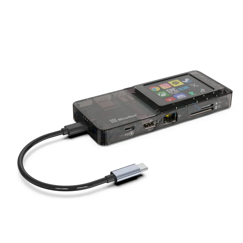 H1 Type-C Docking Station 8-in-1 with 2.4" Touch Screen, Stream Dock Mode, 100W PD, 4K, USB3.0 Hub