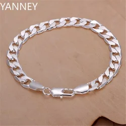 Men 6MM Flat Silver 925 Women Bracelets Wedding High Quality Fashion Jewelry Christmas Gifts Cute