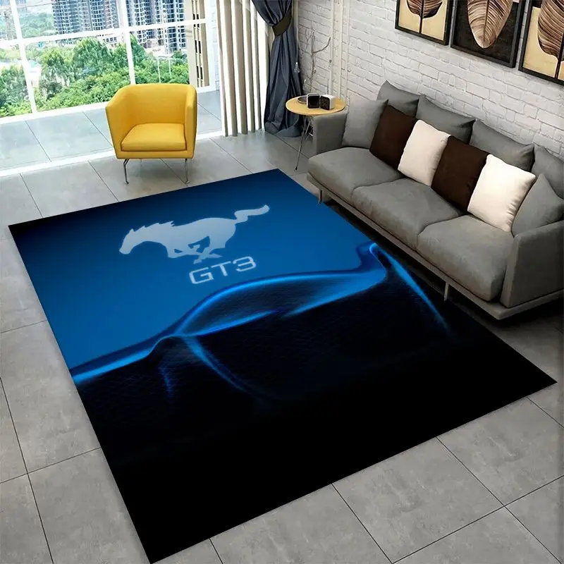 Retro M-Mustang Racing Car Non-Slip Area Rug for Living Room,Bedroom,Playroom,Soft Carpet Floor Mat Home Decor Rug  Room