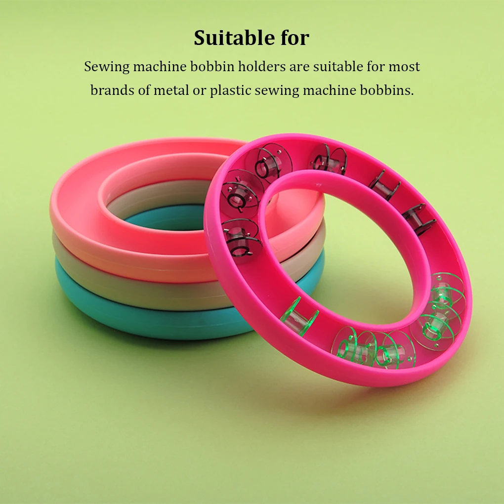 2pcs Bobbin Holder Plastic Round Lightweight Bobbins Storage Box Rubber Ring Sewing Needles Saver Sewing Tools Rose