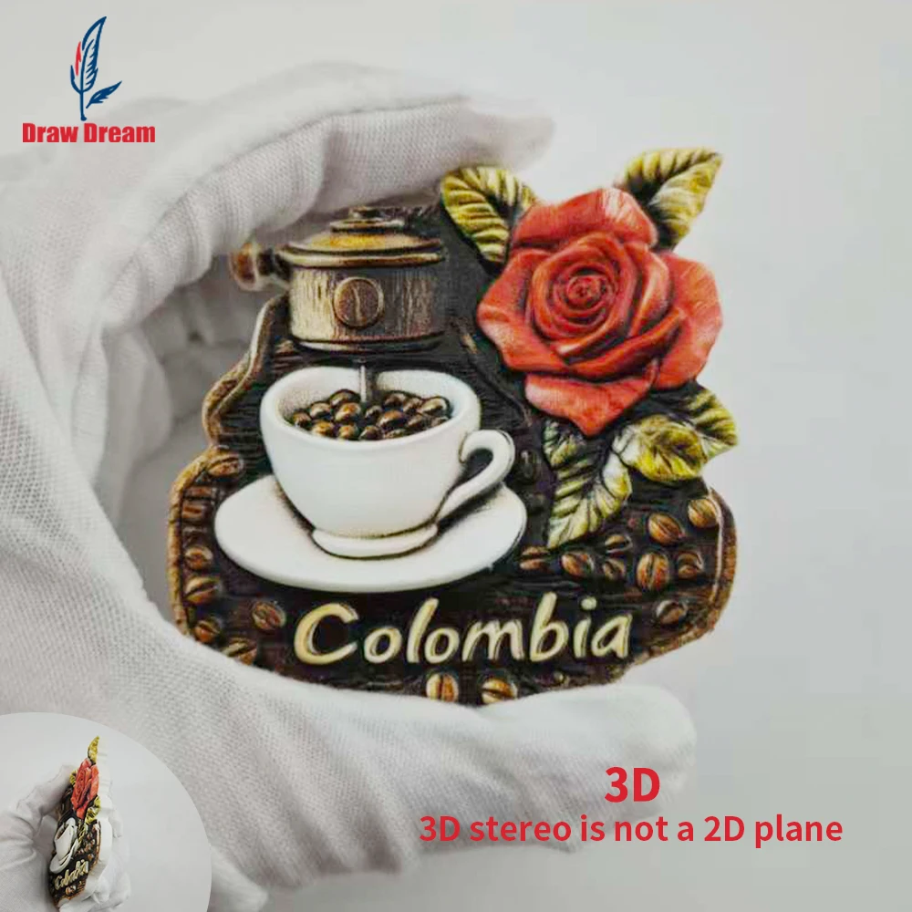 1 aimant de réfrigérateur créatif colombien en relief 3D, collection de souvenirs de voyage, adapté à la décoration de la maison et du bureau, aimant de réfrigérateur magnétique personnalisé et exclusif, décoration de
