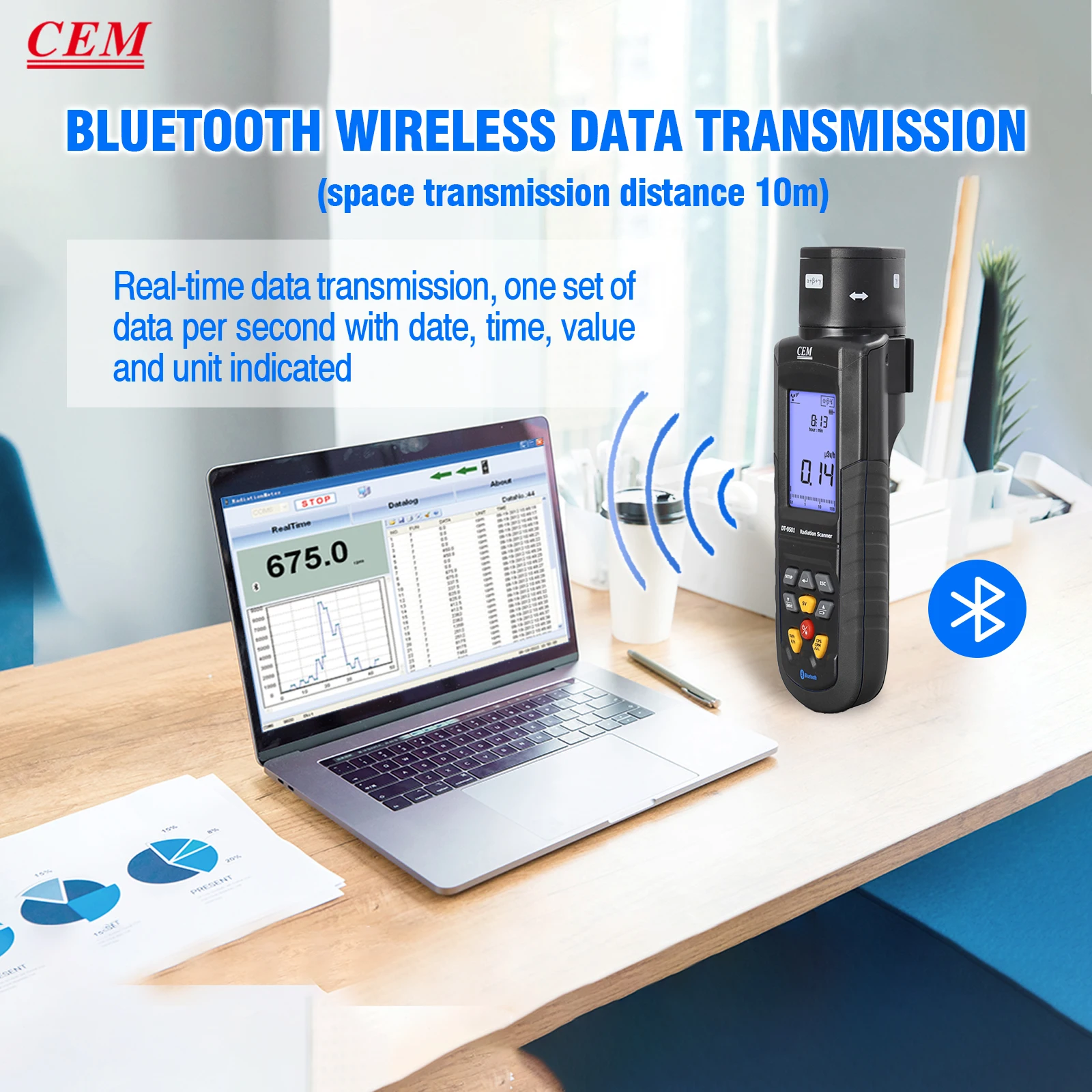 

2025 hot sale CEM DT-9501 Radiation Scanner With Bluetooth Function: Data Tranferring, Analysis,Editing, Storage, Sharing: Accur