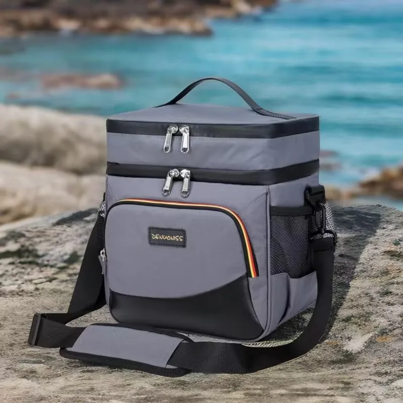 Multifunctional Double Layers Tote Cooler Lunch Bags for Women Men Large Capacity Travel Picnic Lunch Box with Shoulder Strap﻿