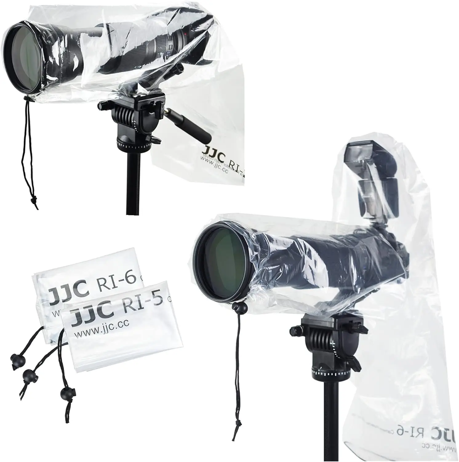Capa de Chuva para Câmera JJC 2 Peças com Lente ou Flash para Canon EOS 4000D 90D 80D 77D 70D 5D 6D 7D Rebel T8i T7i T7 T6i T6 T5i Sony A7R