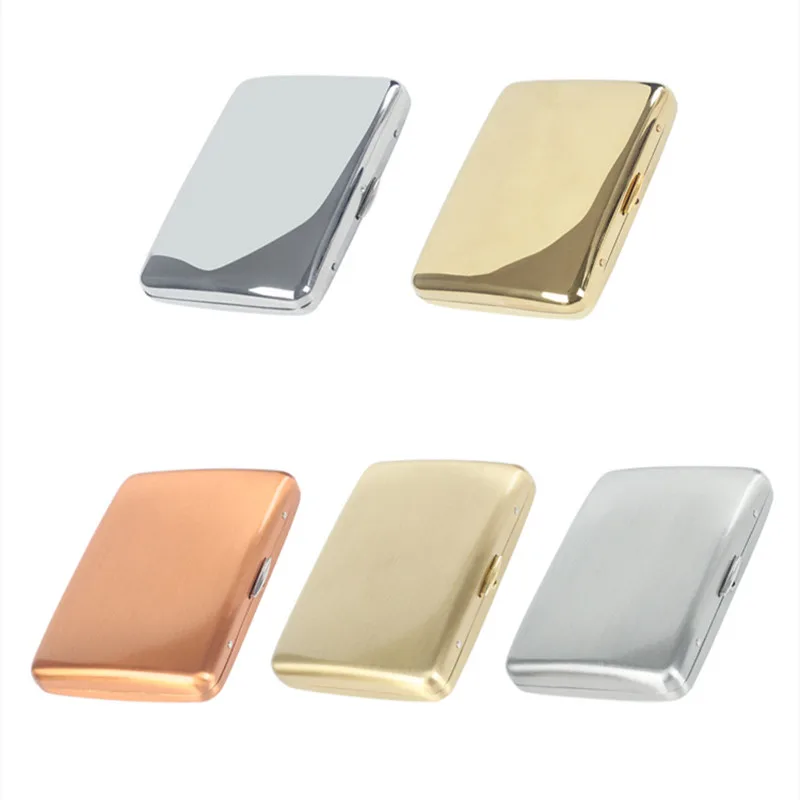 علبة سجائر من الفولاذ المقاوم للصدأ 5 ألوان مقاومة للرطوبة الكل في واحد تخزين محمول لـ 16 سجائر سميكة