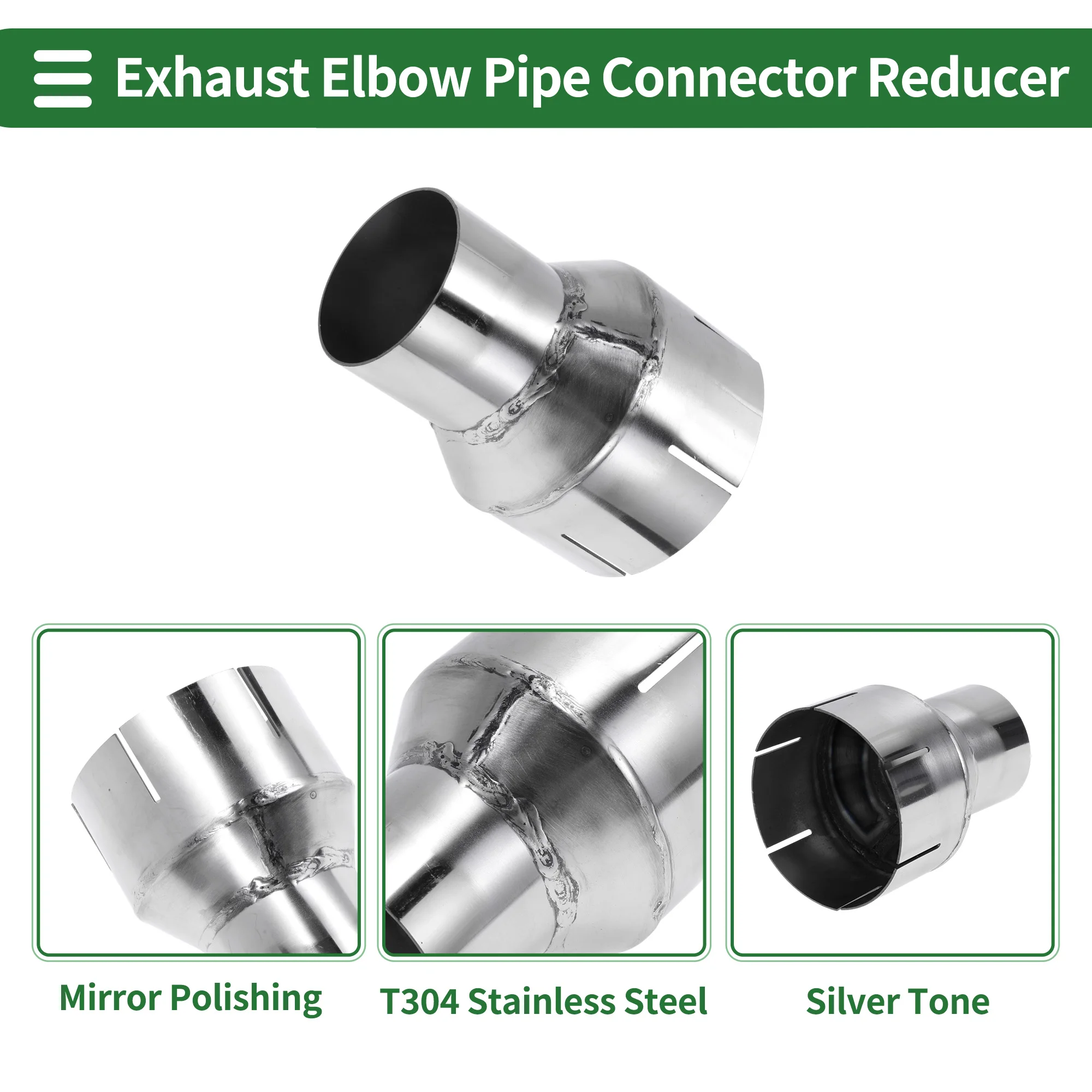 Uxcell Universele Doorn Uitlaat Bocht Elleboog Concentrische Reducer 51mm tot 76mm OD 100/127mm Lengte 201 Roestvrij Stalen Pijp Adapter