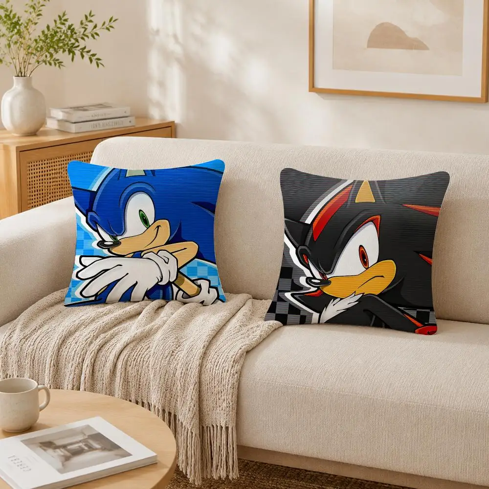 Cool Game S-Sonic A-Adventure Game Cushion Cover Plush Decorative Pillow Case With Hidden Zipper Fashion Room Decor For Home