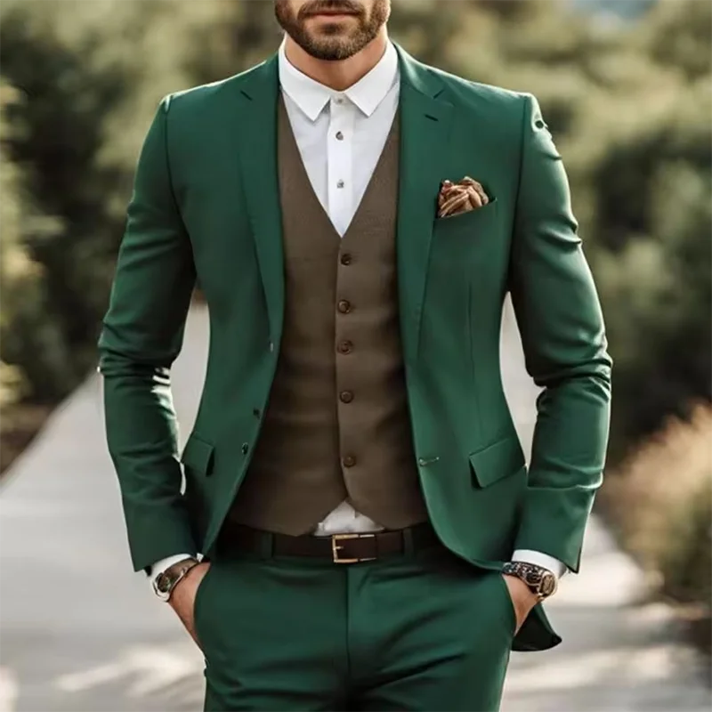 

Men's suits Gentlemen Men Suits Luxury Single Breasted Notch Lapel 3 Piece Jacket Pants Vest Full Sets High Quality Costume