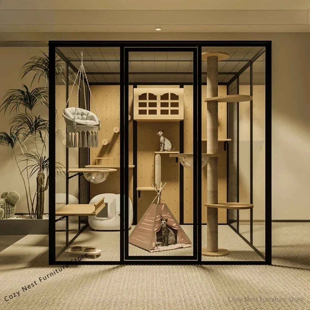 

Panoramic villa house household cage large indoor villa cabinet luxury glass room customization