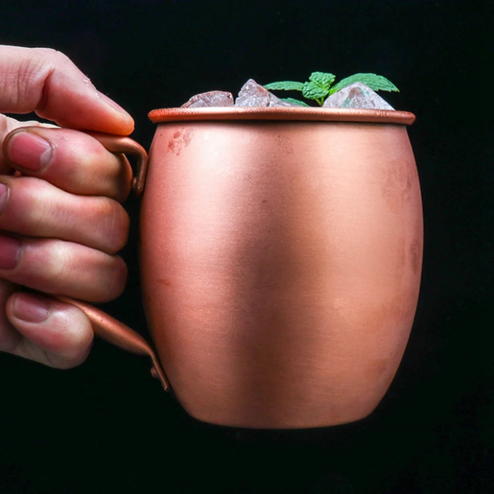 530ML 100% Pure Copper Mug Moscow Mule Mug Drum Cup Cocktail Cup Pure Copper Mug Restaurant Bar Cold Drink Cup, B