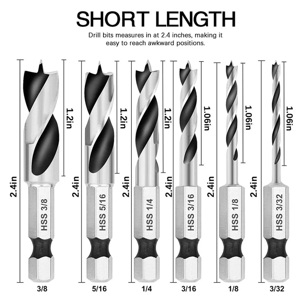 Imagem -02 - Hex Shank Broca Grupo Hex Shank Aço de Liga Alta Velocidade Quick-change Brad Point 14