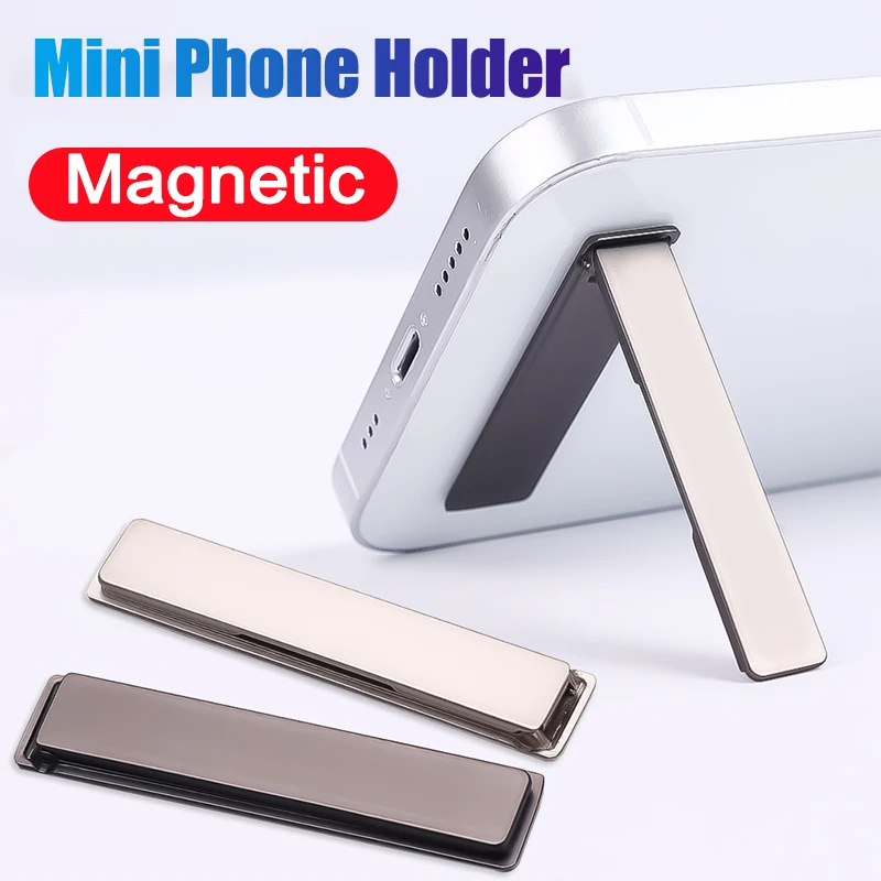 Ultra Thin Foldable Mobile Phone Holder Bracket Magnetic Metal Alloy Desktop Cell Phone Stands Universal Phone Support Kickstand