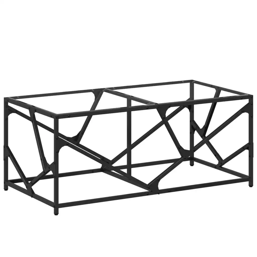 vidaXL Table basse avec plateau en verre transparent, structure en bois d'ingénierie et acier, 98,5x50x41 cm, assemblage DIY, table d'appoint moderne pour salon