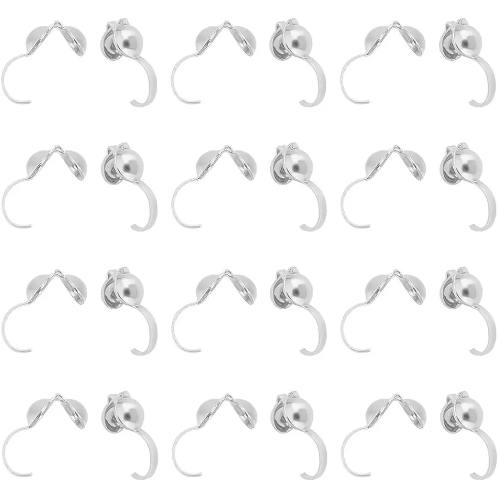 60pcs/5g Small Bead Tip Cord End Cap Endcaps 4mm Open Clamshell Bead Tips Stainless Steel Crimp Bead Tips Metal Tips Knot Covers