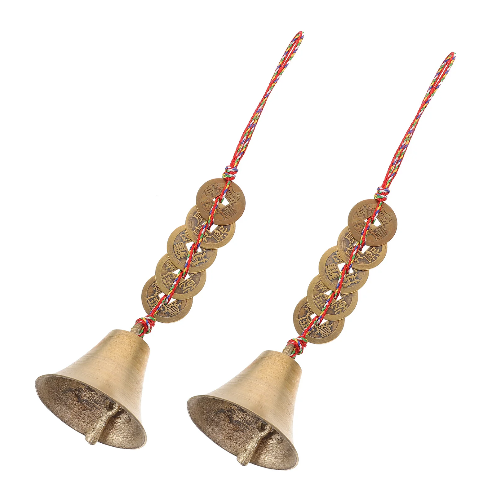 

2Pcs Brass Wind Chimes Chinese Fengshui Style Copper Bells Vintage Hanging Decor for Home Office Study Garden Door Knob