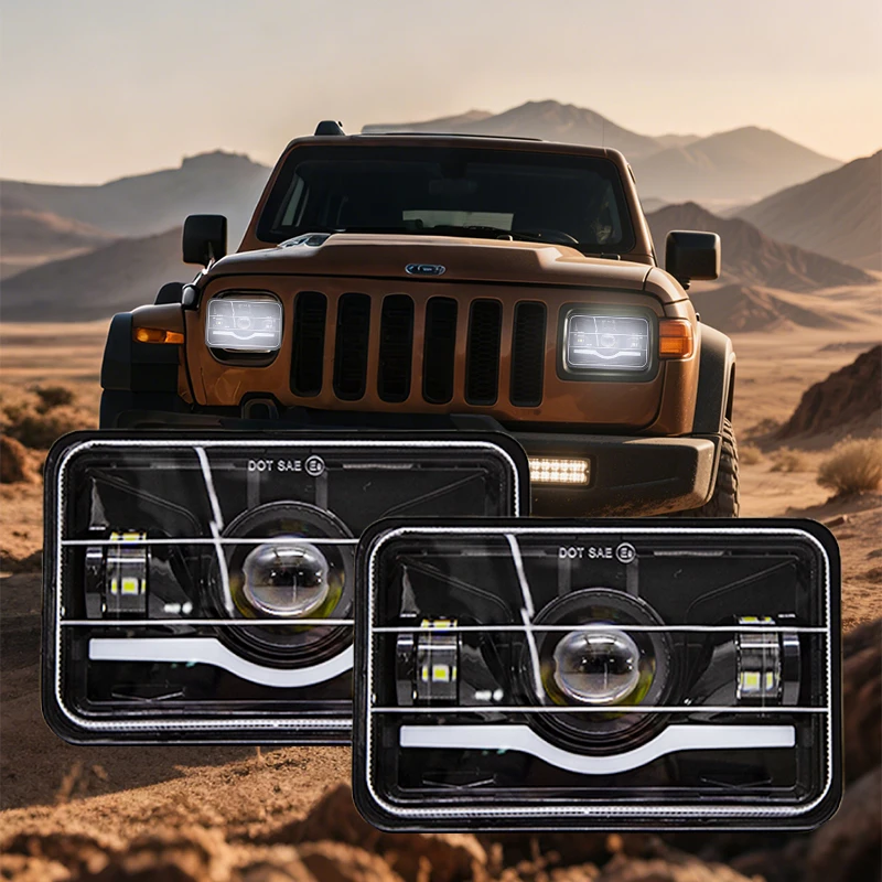 5 Inch LED Headlight With Red Devil Eyes Hi/Lo Beam DRL Turn Signal LED Headlamp For Wrangler 4x4 Offroad Truck Motorcycle