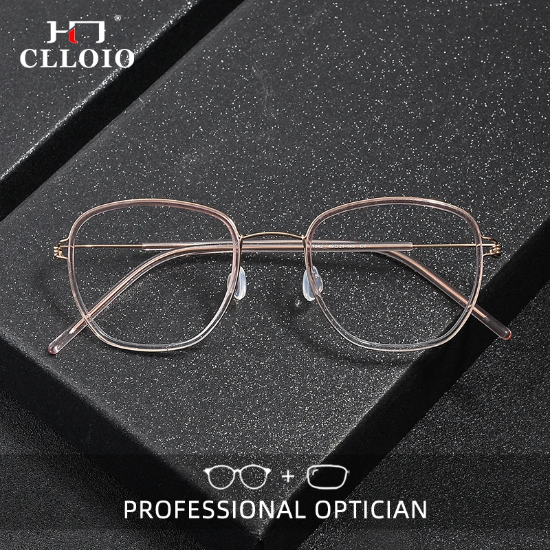 

CLLOLO New Pure Titanium Screwless Glasses Men Women Fashion Reading Anti Blue Light Glasses Prescription Customized Eyeglasses