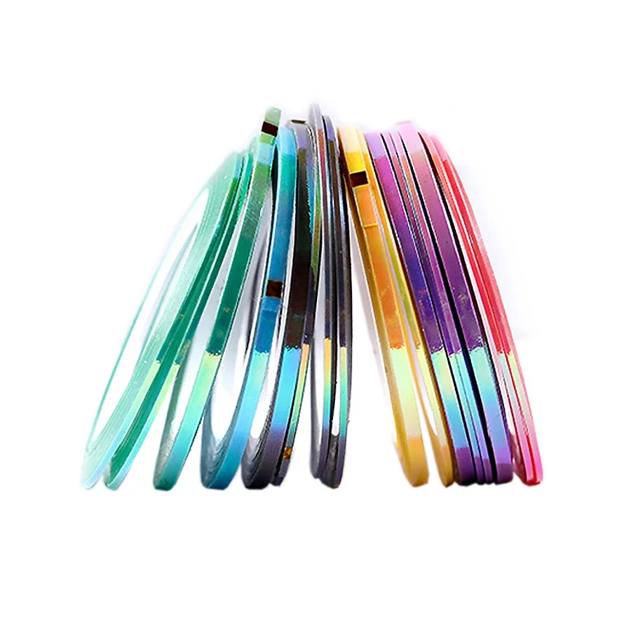 18Pcs Mermaid Nail Striping Tape Candy Color Adhesive Decals DIY Nail Art Line Sticker Manicure Decoration