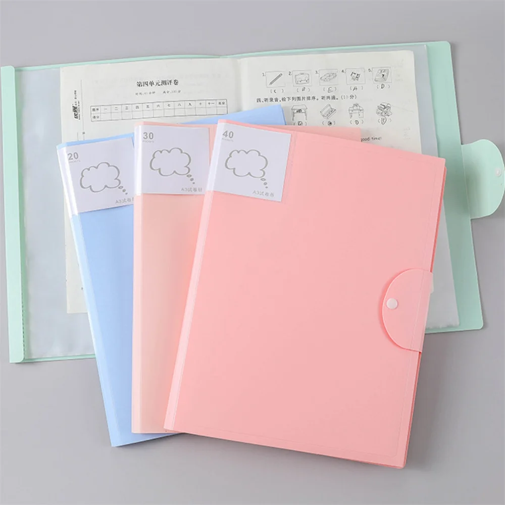 Imagem -06 - Transparente Multi-layer File Folder Bolsa Plástico Snap Documento Bolsa Student Test Paper Storage Insert Picture Album Clip a3