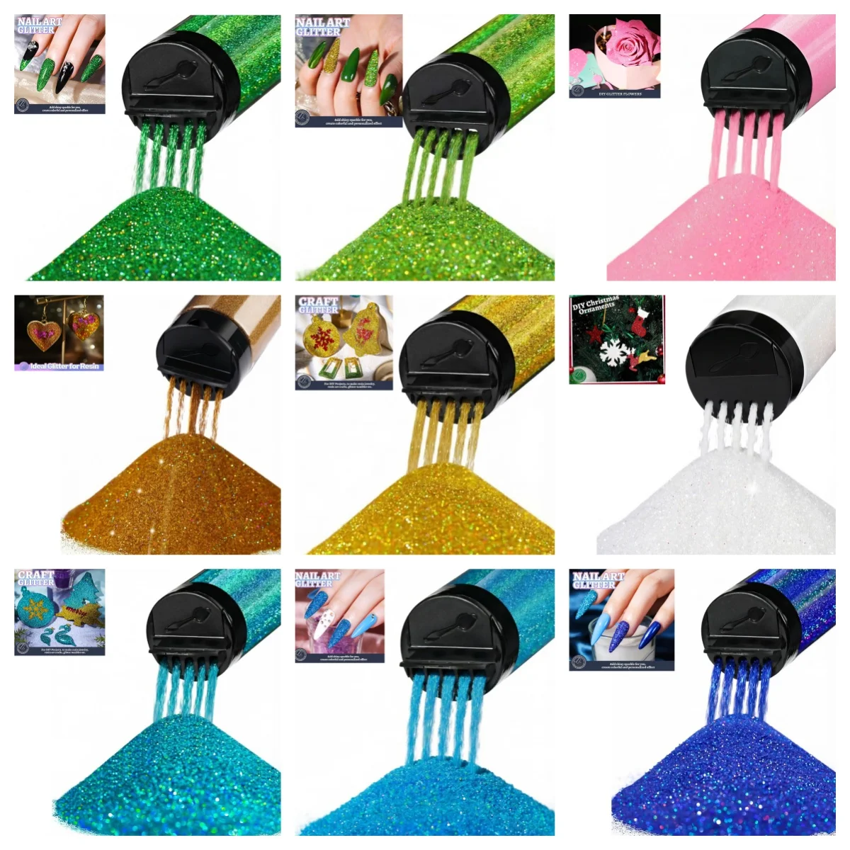 Polvo de Purpurina para Uñas de 120 ml, Purpurina Holográfica Ultrafina, Polvo de Purpurina de Resina de 1/128'', Purpurina Metálica Iridiscente para Manualidades