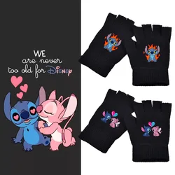 Disney Anime Stitch Half Finger Gloves Touch Screen Gloves Autumn and Winter Warm Writing Cycling Non-Slip Warm Gloves Gift