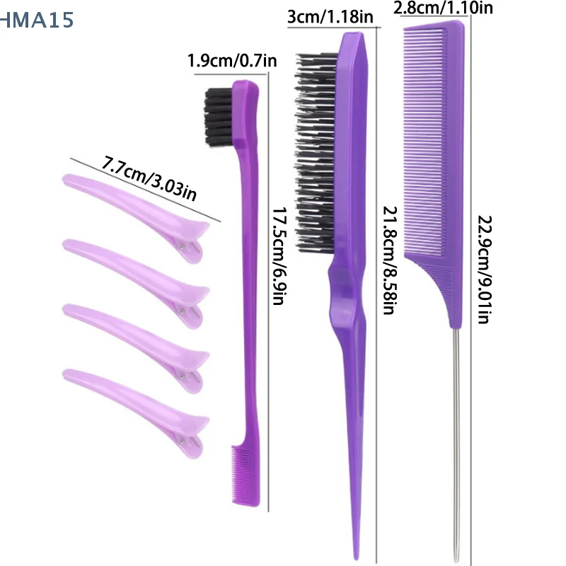 [Y]6/10pcs Hair Styling Comb Set Teasing Hair Brush Triple Teasing Comb Rat Edge Brush Hair Tail Tools Braid Tool Loop