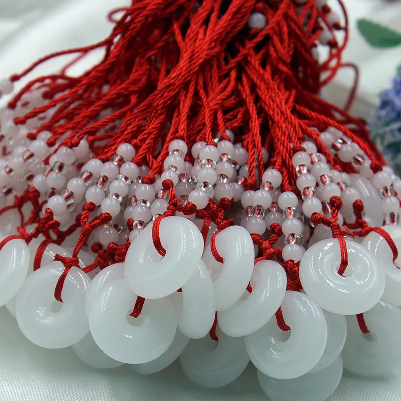 10PC set Jade Glass Peace Buckle Red Rope Necklace Drainage Guanyin Buddha Pendant Stall Exhibition Gift Factory Direct Sales