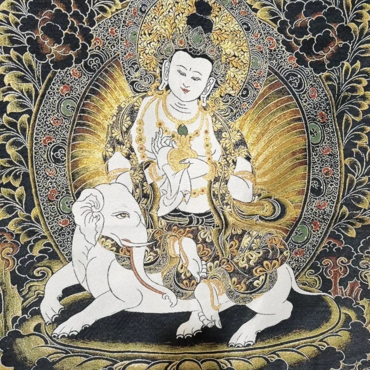 Tibet Tibetan Cloth Silk White elephant samantabhadra bodhisattva Thangka Tangka Embroidery Painting Embroidery Hanging Pictures