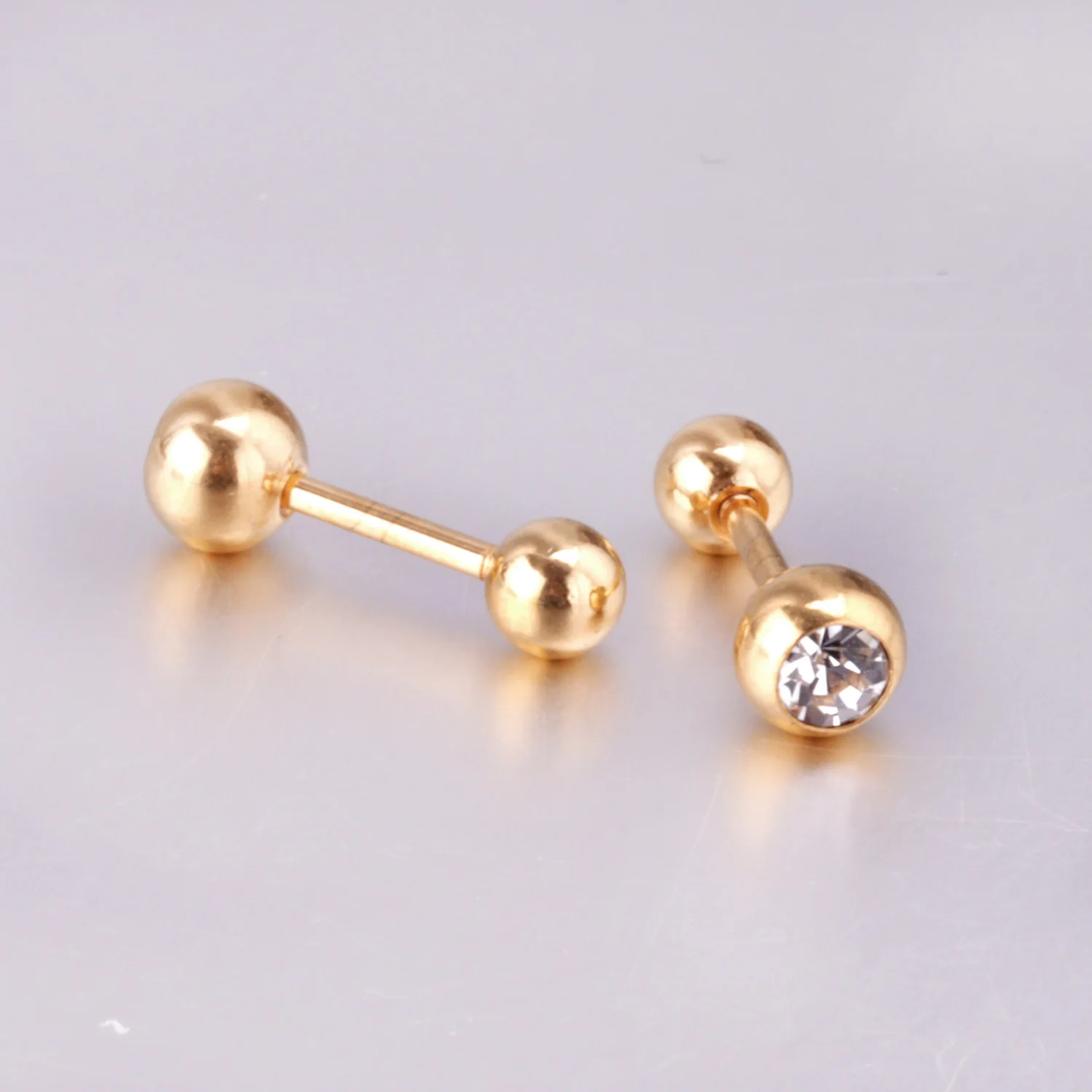 LUXUSTEEL White Black Crystal Earrings For Women Men Golden Color Stainless Steel Round CZ Studs Anti-allergy Screw Back Aretes