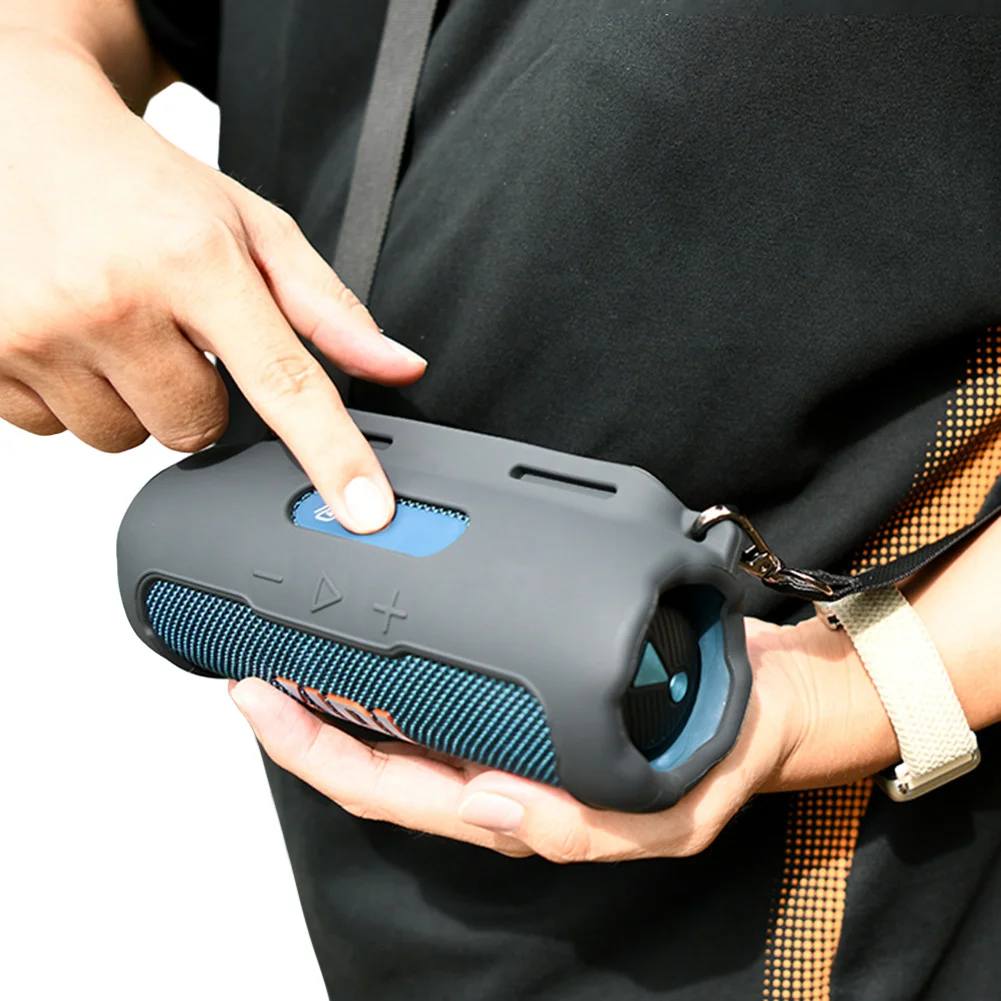 Capa de Silicone com Alça de Ombro, Capa Protetora Portátil para Viagem, Capa de Silicone Macia para Caixa de Som JBL Flip 7