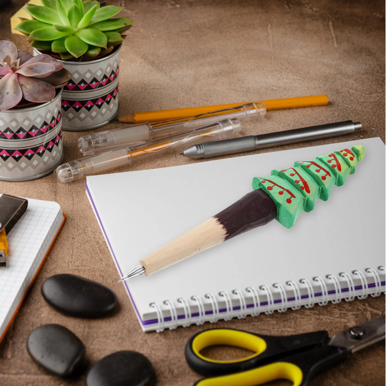 

Christmas Ballpoint Pens Handcrafted Wood Gel Ink Holiday Tree Design Xmas Stationery Supplies For School Office Party