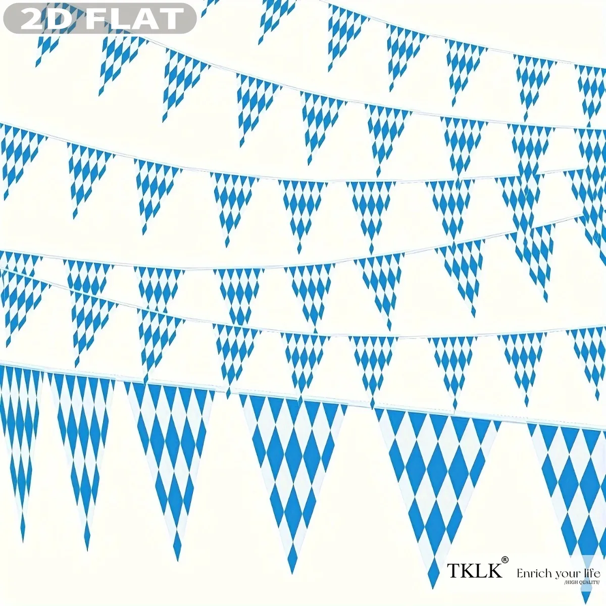 14 قطعة من المعلقات وديكور معلق لمهرجان أكتوبر، 7.8 × 11.8 بوصة - أعلام بافاري من البوليستر السماوي قابلة لإعادة الاستخدام وقابلة للغسل